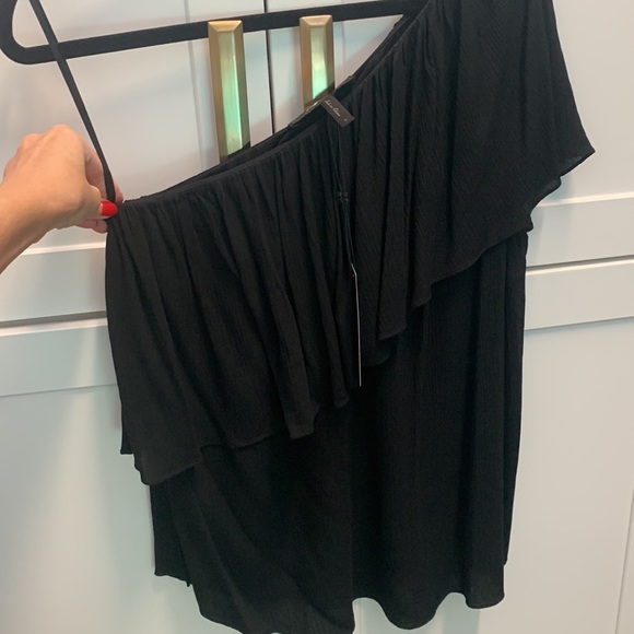 NWT bcbg black one shoulder kamila top L - Picture 5 of 7